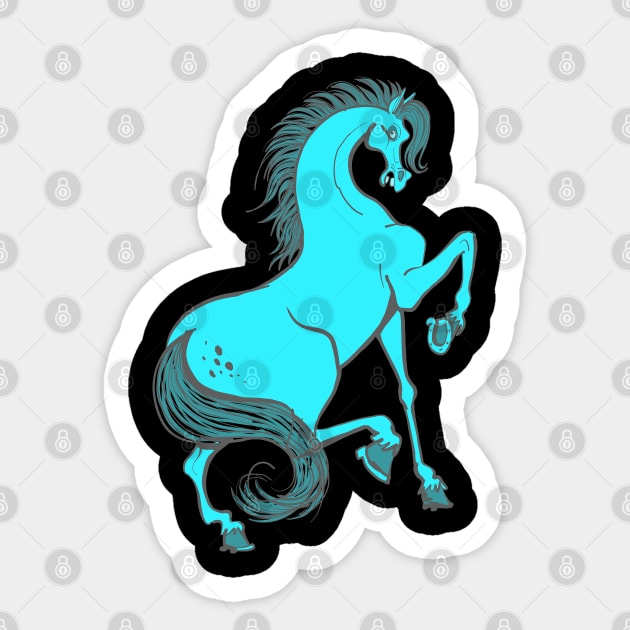 blue horse in the ascent Sticker by duxpavlic